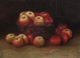Cornel Raţiu, Natură statică cu mere, pastel pe hârtie lipită pe carton