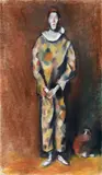 Corneliu Baba, Arlechin cu maimuță, 1979, ceracolor și acuarelă pe hârtie