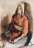 Corneliu Baba, Olandeză, 1981, acuarelă, tuș și pastel pe hârtie