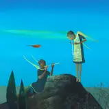 Vestitori by Felix Aftene, 2022, acrilic pe pânză, sold May 2024