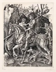 Valentin Popa, Omagiu lui Durer (Cavalerul, Moartea şi Diavolul), gravură cu acul