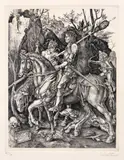 Valentin Popa, Omagiu lui Durer (Cavalerul, Moartea şi Diavolul), gravură cu acul