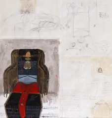 Metafizică by Paula Ribariu, 2000, colaj, acuarelă și creion pe hârtie, offered May 2024