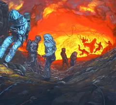Ştefan Ungureanu, Accident in Perilous Space, 2017, acrilic pe pânză