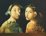 Georges Mazilu, Les fiancés, acrilic pe pânză
