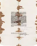 Mail Art by Paul Neagu, 1975, certificat dactilografiat, de atestare a vizualizării lucrării "Cake Man's Suit", offered May 2024