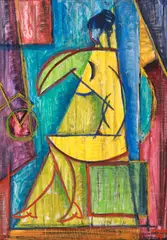 Vlaicu Ionescu, Nud în interior, 1959, tempera și guașă pe hârtie