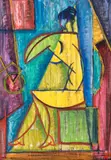 Vlaicu Ionescu, Nud în interior, 1959, tempera și guașă pe hârtie