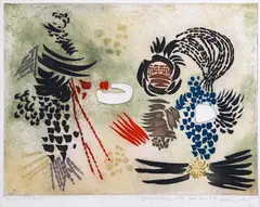 Jacques Hérold, Univers vegetal, 1961, acvaforte în culori
