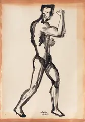 Vlaicu Ionescu, Atlet, 1958, tuș pe hârtie
