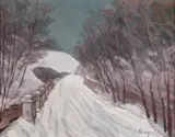 Spiru Vergulescu, Drum de iarnă (Sinaia), 1979, ulei pe carton