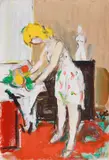 Vasile Grigore, În atelier, 1989, ulei pe carton