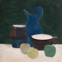 Natură statică cu mere by Constantin Blendea, 1982-1985, ulei pe pânză, sold May 2024