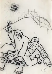 Evadarea by Constantin Piliuță, cărbune pe hârtie, sold Apr 2024