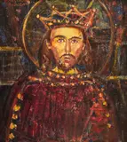 Ștefan cel Mare by Magdalena Rădulescu, ulei pe placaj, sold Apr 2024