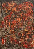 Marea cavalcadă by Magdalena Rădulescu, ulei pe carton, sold Apr 2024