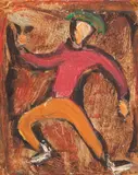 Jocheu by Magdalena Rădulescu, ulei și foiță de aur pe hârtie lipită pe lemn, sold Apr 2024