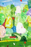 Florin Niculiu, Grădină, 1996, guașă pe hârtie