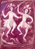 Papuași by Magdalena Rădulescu, ulei pe carton, sold Apr 2024