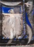 Ion Sălișteanu, Natură statică cu icoană, tempera și ulei pe colaj de hârtie