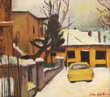 Dan Hatmanu, Colț din Iași, cca. 1980, ulei pe carton