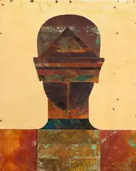 Le troisieme oeil by Stefan Ramniceanu, 2004, ulei, șchlag metal și inserții metalice pe lemn, offered Apr 2024