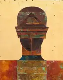 Stefan Ramniceanu, Le troisieme oeil, 2004, ulei, șchlag metal și inserții metalice pe lemn