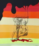 Mircea Valeriu Deaca, Chromatic Couple, 2022, tuș și acril pe hârtie japoneză tengujo maruflată pe pânză