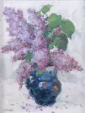 Ion (Nică) Murariu, Vas cu liliac, ulei pe pânză