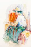 Ion Musceleanu, Pălăria albă, 1984, acuarelă pe hârtie