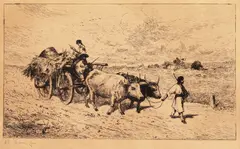 Întoarcerea de la câmp by Theodor Aman, acvaforte și gravură cu acul, sold Apr 2024
