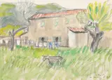 Theodor Pallady, Primăvară în Provence, creion și acuarelă pe hârtie