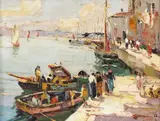 Rudolf Négely, Vedere din Chioggia, ulei pe pânză lipită pe placaj