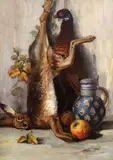 Elena Müller-Stăncescu, Natură statică cu vânat, ulei pe carton