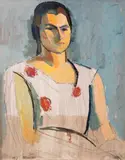 Traian Brădean, Portret de tânără, 1958, ulei și accente de creion pe carton