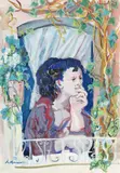 La fereastră by Ligia (Lucia) Macovei, guașă pe hârtie, offered Apr 2024