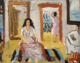 Nutzi Acontz, Interior la Sozopol, cca. 1947, ulei pe carton