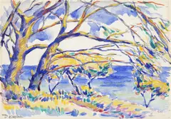 Nicolae Dărăscu, Vedere spre mare, acuarelă și creion pe hârtie