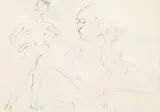 Artistul și muza by Alexandru Ciucurencu, creion pe hârtie, sold Apr 2024