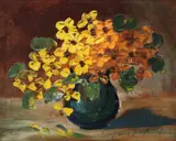 Gălbenele by Eugenia Filotti Atanasiu, ulei pe carton, sold Apr 2024