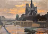 Vedere pe Sena by Constantin Isachie Popescu, ulei pe pânză, offered Apr 2024