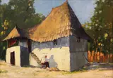 Ion Doboşariu, Țărăncuță cu porumbi, ulei pe carton