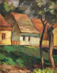 Margine de sat by Nicolae Popa-Iași, ulei pe carton, sold Apr 2024