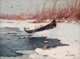 Dimitrie Florian, Iarnă în Deltă, 1931, ulei pe carton