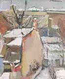 Paul Verona, Iarnă în Iași, ulei pe carton