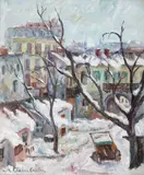 Maria Chelsoi Cristea, Iarnă în București, ulei pe lemn