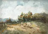 Alexandru Henția, Întoarcerea de la câmp, ulei pe carton