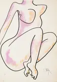 Constantin Piliuță, Nud, anii '90, tuș pe hârtie