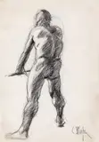 Constantin Piliuță, Nud cu spatele, cărbune pe hârtie