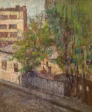 Stradă din București by Gheorghe (Ghiță) Popescu, ulei pe pânză, offered Apr 2024